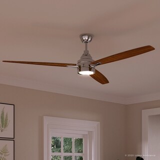 Luxury Mid Century Modern Indoor Ceiling Fan, 13.1"H x 60"W, with Minimalist Style, Polished Chrome, by Urban Ambiance