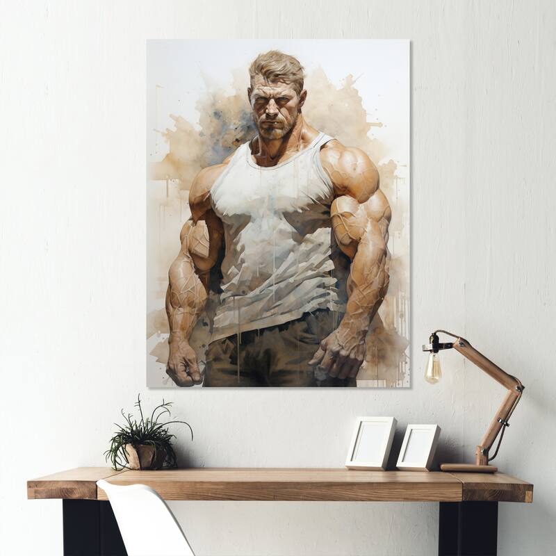 Designart "Bodybuilding Front Relaxed Pose I" Aerobic & Bodybuilding Metal Wall Decor