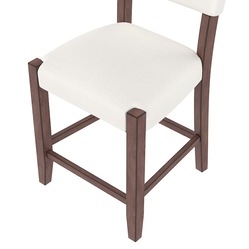 Modern Bar Stools Set of 4, 40.4" Armless Counter Stools with Back, Linen Upholstered Barstools with Solid Wood Legs