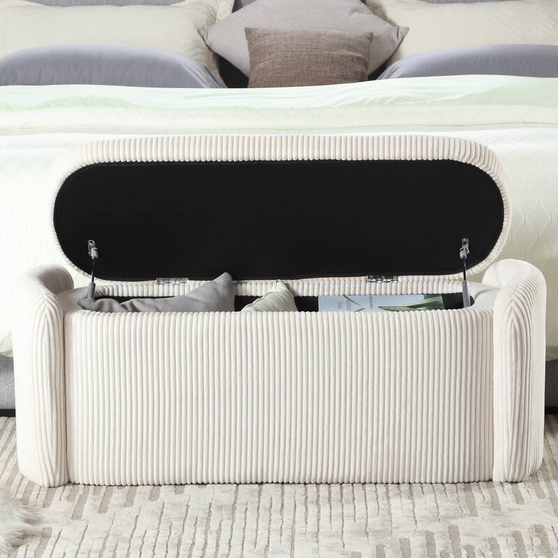 Entryway Upholstered Fabric Storage Ottoman