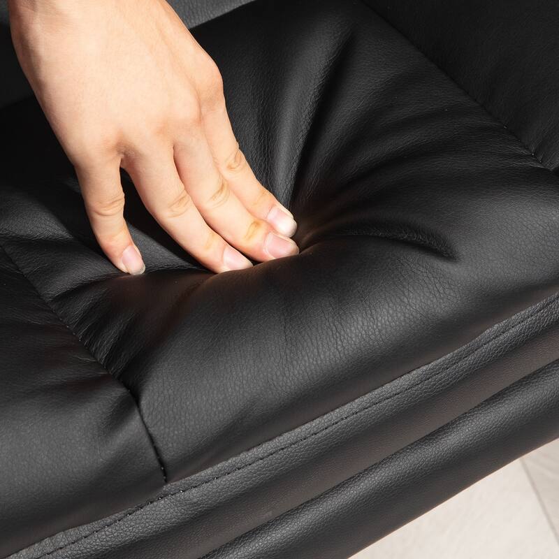 Black Leather Ergonomic Chair Reclining Chair with Footrest, Office Executive Chair Swivel Chair with Lumbar Support