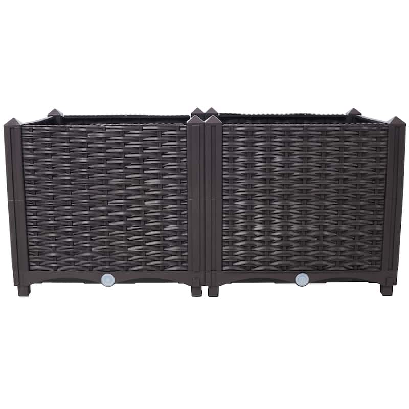 Anmytek Deep Raised Garden Bed Self Watering Plastic Planter Box for Vegetables Flowers and Herbs 31.5L x 15.7W x 14.7H