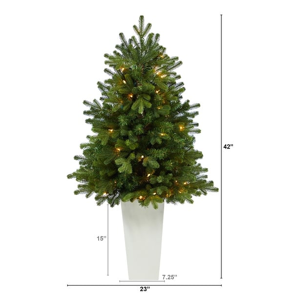 3.5' Artificial Christmas Tree with 50 Clear Lights in Tower Planter