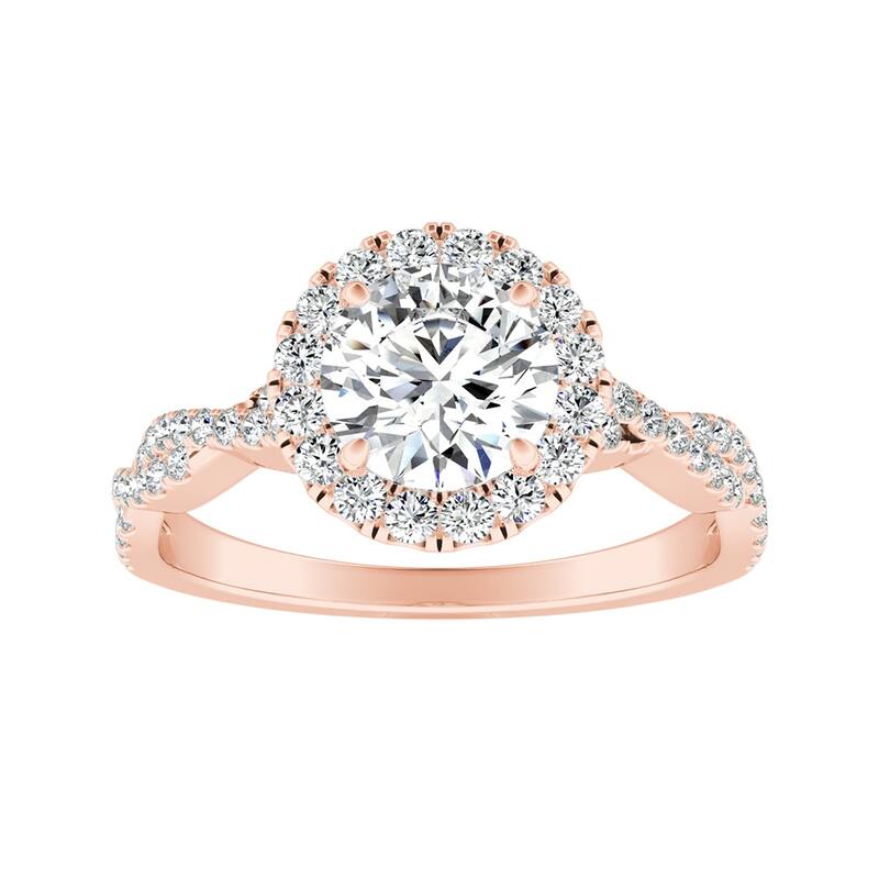 Auriya 14k Gold 2ct Round Moissanite Halo Diamond Engagement Ring 1/8ctw