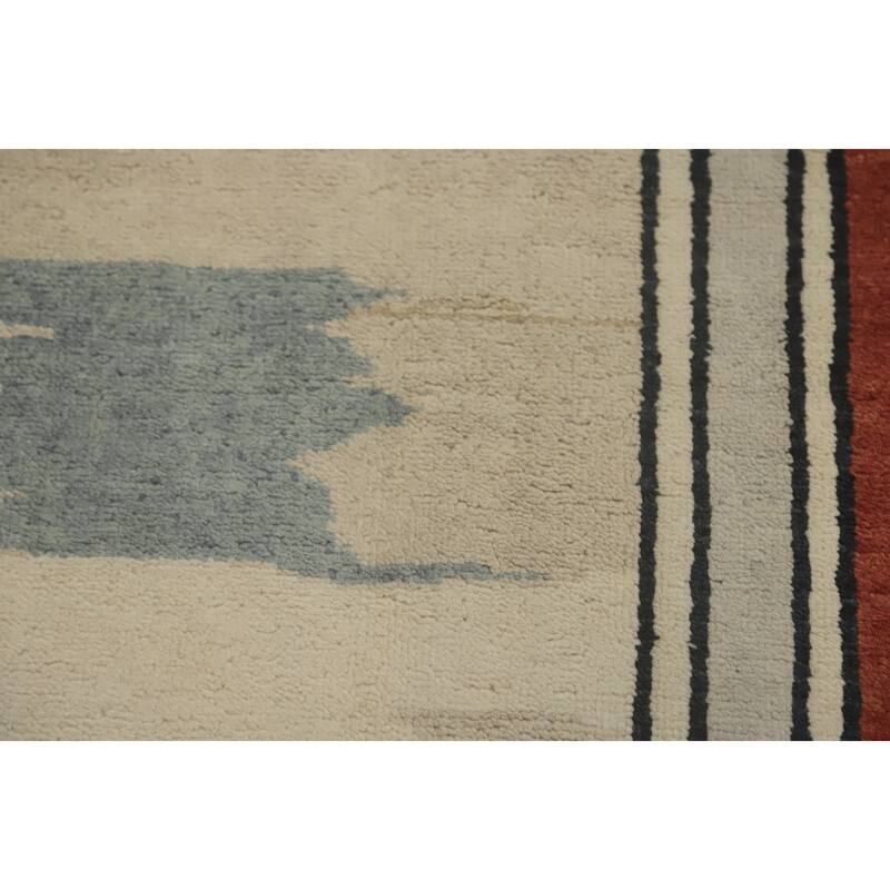 Geometric Gabbeh Vegetable Dye Area Rug Handmade Wool Carpet - 11' 10'' X 9' 0''