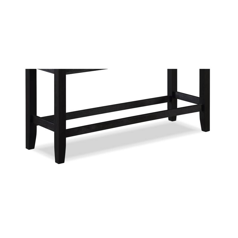 1pc Transitional Relaxed Vintage Style Charcoal Black Finish Counter Height Bench Fabric - Charcoal