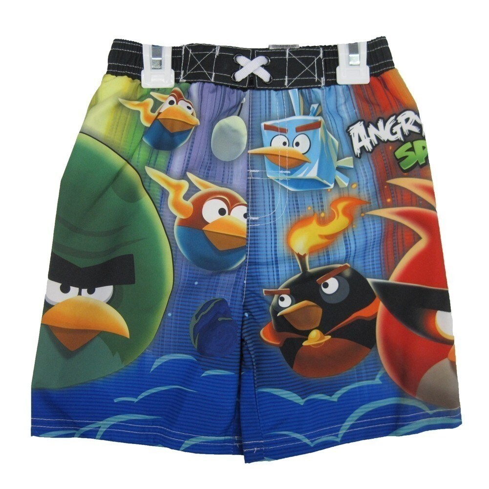 Toddler Boy Swim Trunks ANGRY BIRDS Elastic Waist SUN BLOCK 12 Mo 18 Mo 24 Mo 3T