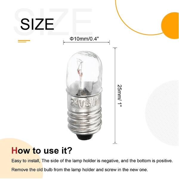 1Set/15Pcs E10 Screw Base Bulb 24V Miniature Light w Box Warm Yellow