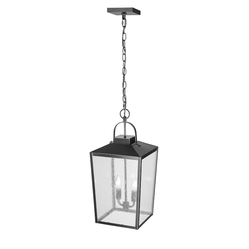 Millennium Lighting Caswell 4 Light Outdoor Hanging Lantern in Powder Coated Black with Clear Seeded Glass Shades