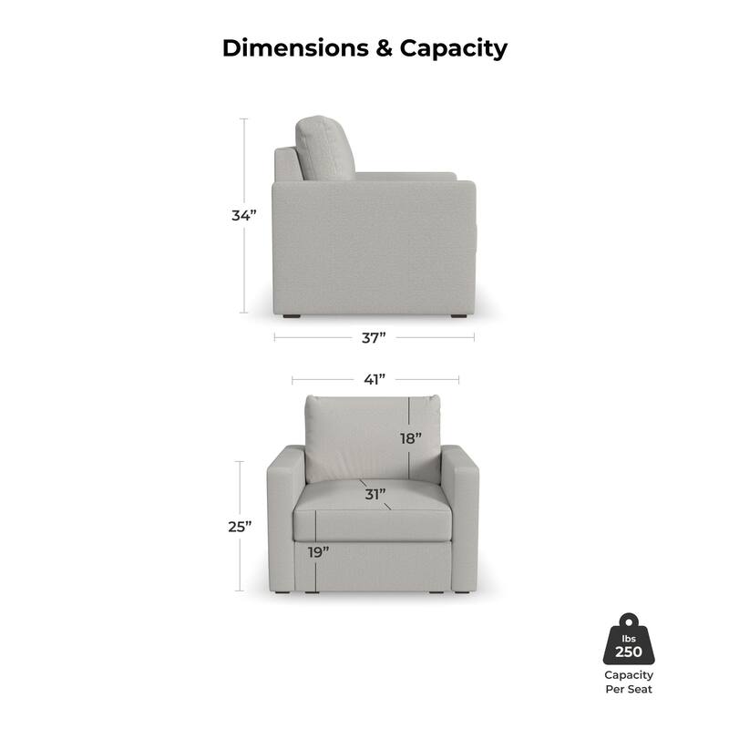 Flexsteel Stain-Resistant Performance Fabric Modular Chair - 41" x 35" x 37"