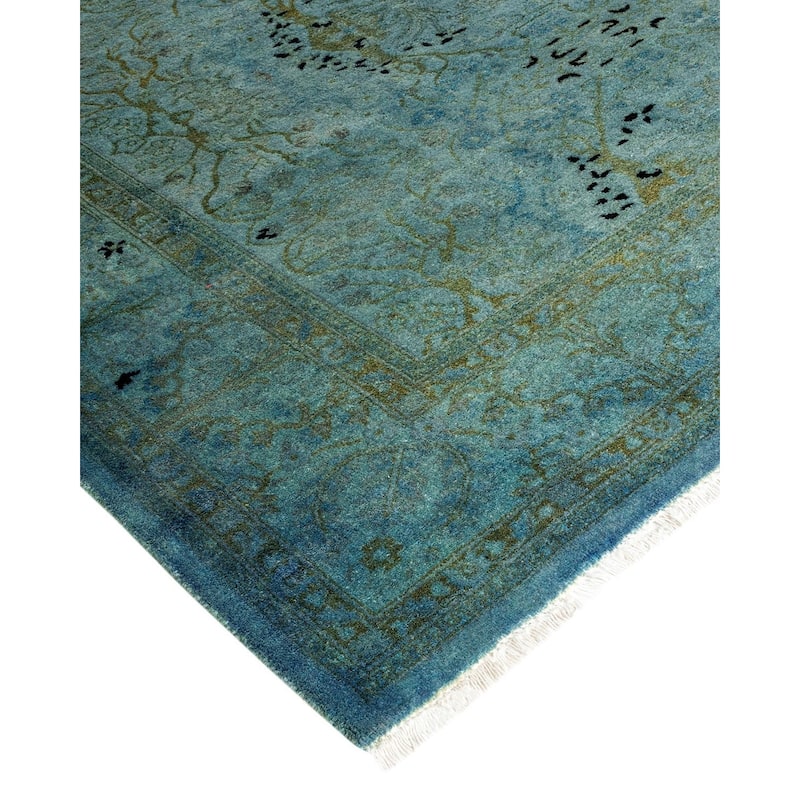 Overton Hand Knotted Wool Vintage Inspired Modern Contemporary Overdyed Gray Round Area Rug - 4' 3" x 6' 0"