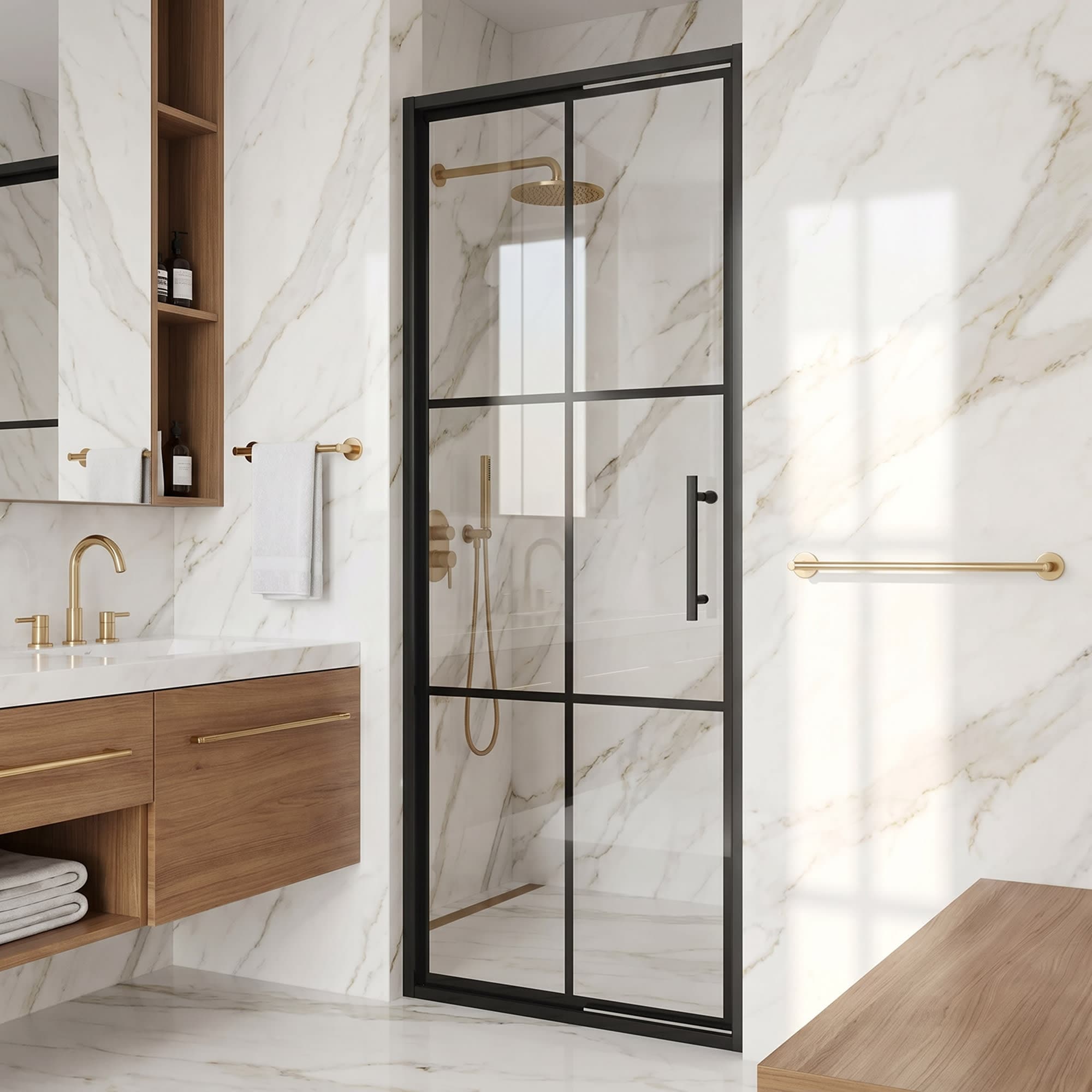 Vigo VG6079GCL3276 Astoria 76" High x 32" Wide Pivot Framed Shower