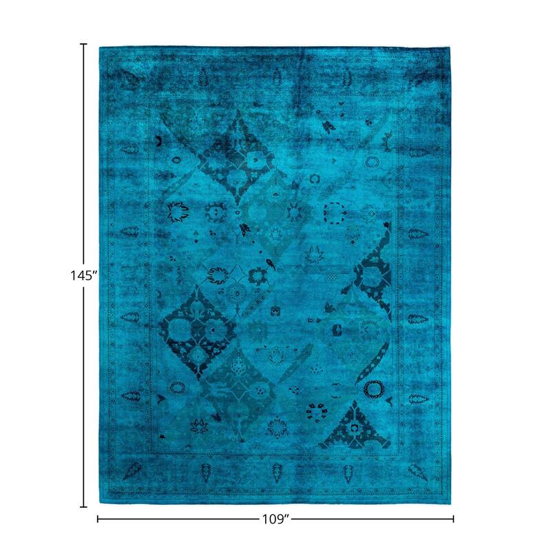 Vibrance, One-of-a-Kind Hand-Knotted Area Rug - Blue, 9' 1" x 12' 1" - 9' 1" x 12' 1"
