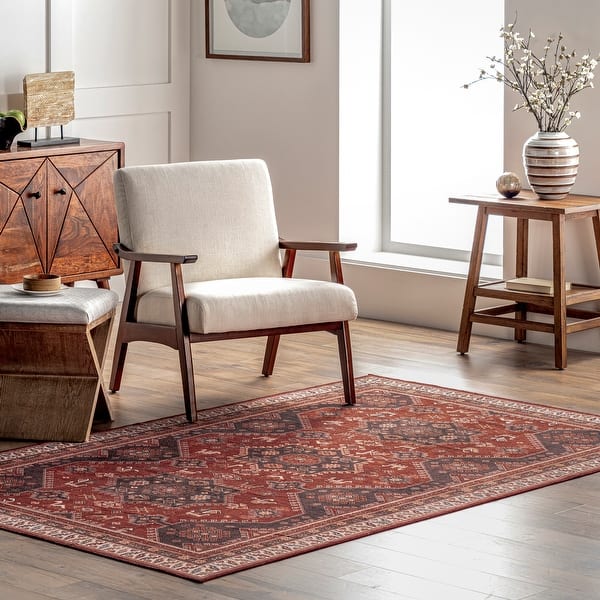 nuLOOM Kathryn Machine Washable Traditional Rustic Area Rug Overstock