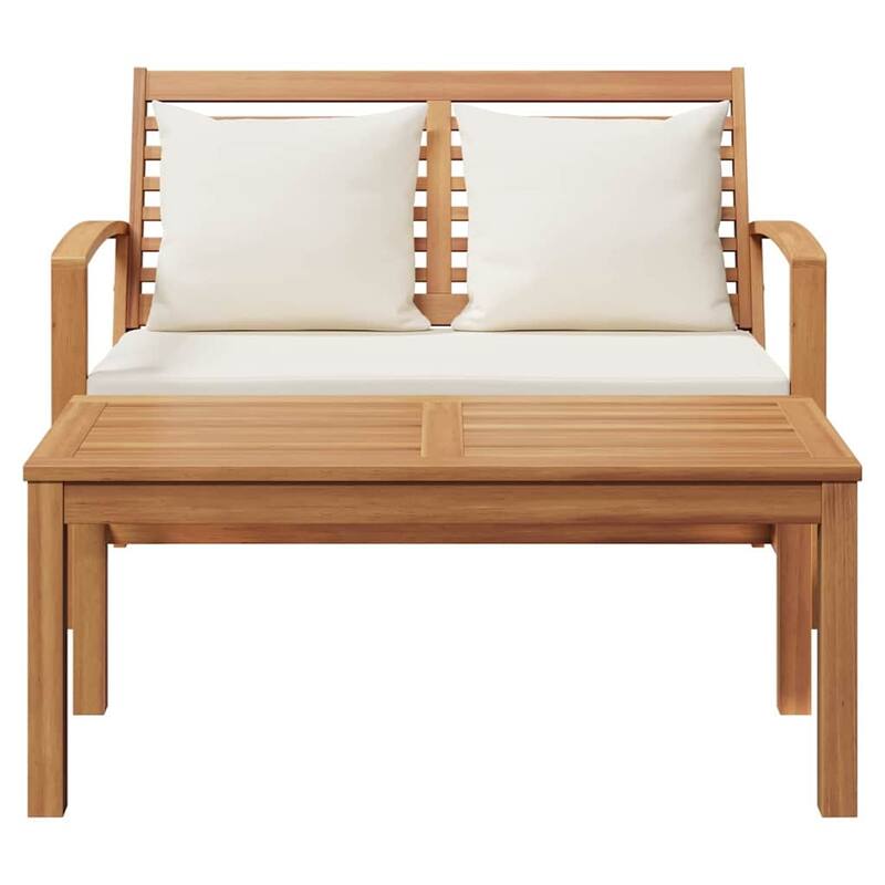 vidaXL Garden Sofa Set 2 pcs Natural Solid teak wood - 37.4 x 17.7 x 15.7