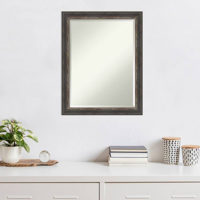 Beveled Wall Mirror - Bark Rustic Char Narrow Frame - Bark Rustic Char Narrow