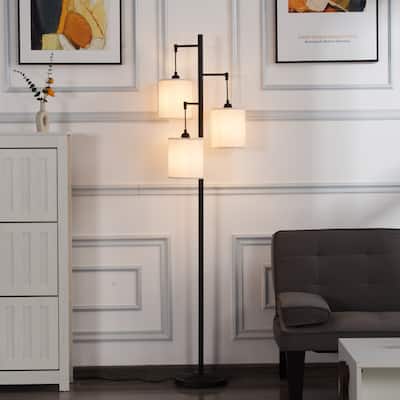 66.1" Tall Corner Tree Floor Lamp with 3-Light and Metal Base