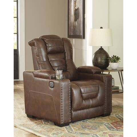 Owner's Box Power Recliner with Adjustable Headrest, Brown