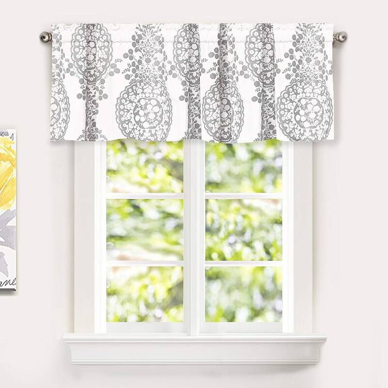 The Curated Nomad Alameda Pastel Damask Printed Classic Window Valance