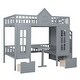 preview thumbnail 8 of 7, Gray Full-over-Full Bunk Bed with Upper Bed & Desk