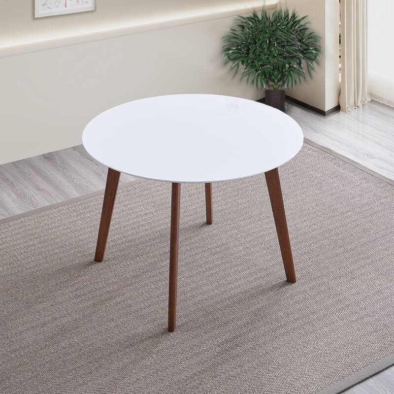 Waleska Contemporary Solid Wood White Top Round Dining Table