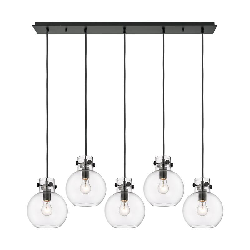 Innovations Lighting Newton Sphere - 5 Light 8" Cord Hung Linear Pendant - Clear/Matte Black