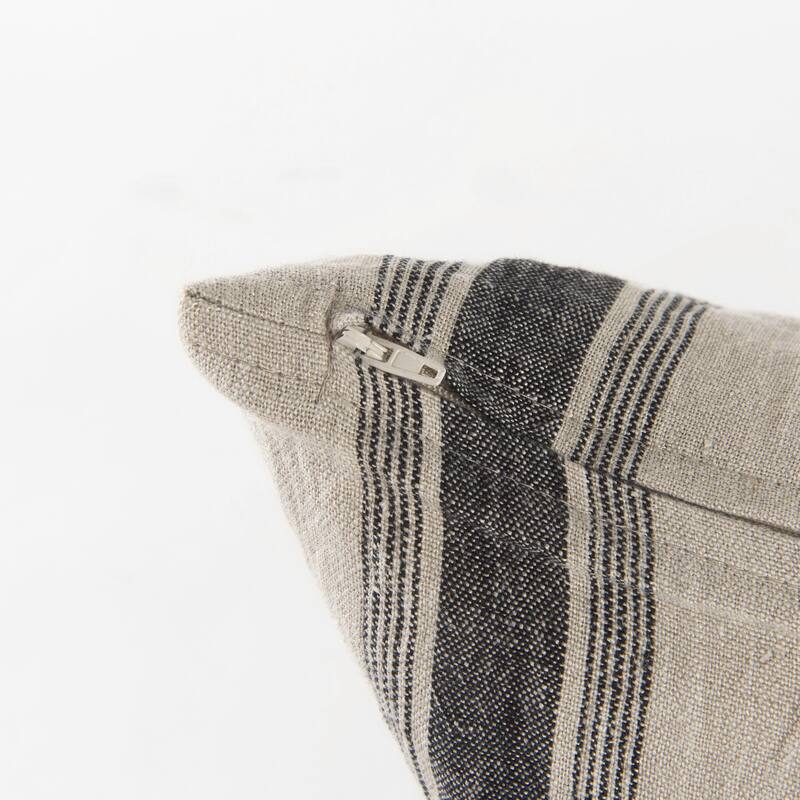 Hattie 13L x 21W Beige and Black Fabric Striped Decorative Pillow Cover