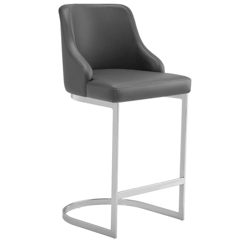 Velvet/Faux Leather Barstool, Counter Height Stools Set of 3 - 18.9"W x 20.5"D x 36.6"H