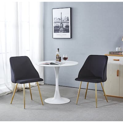 Porthos Home Pema Dining Chairs Set of 2, Velvet, Gold Chrome Legs