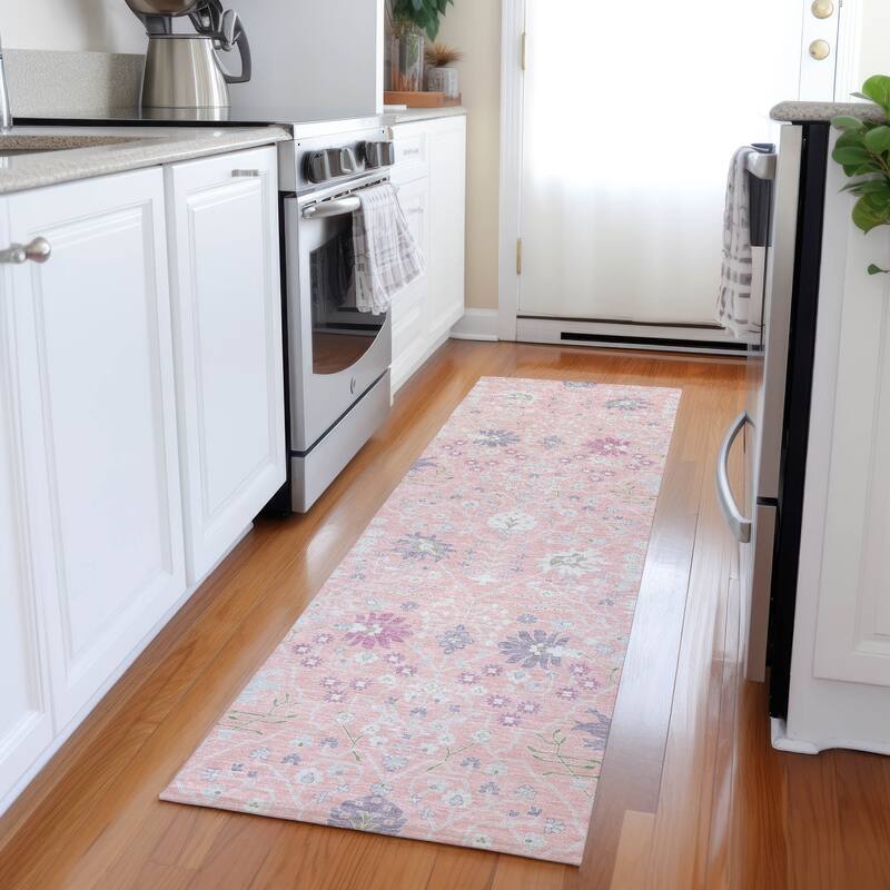 Machine Washable Indoor/ Outdoor Global Traditional Chantille Rug