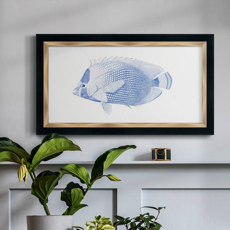 Blue & White Tropical Fish VI Premium Framed Canvas- Ready to Hang