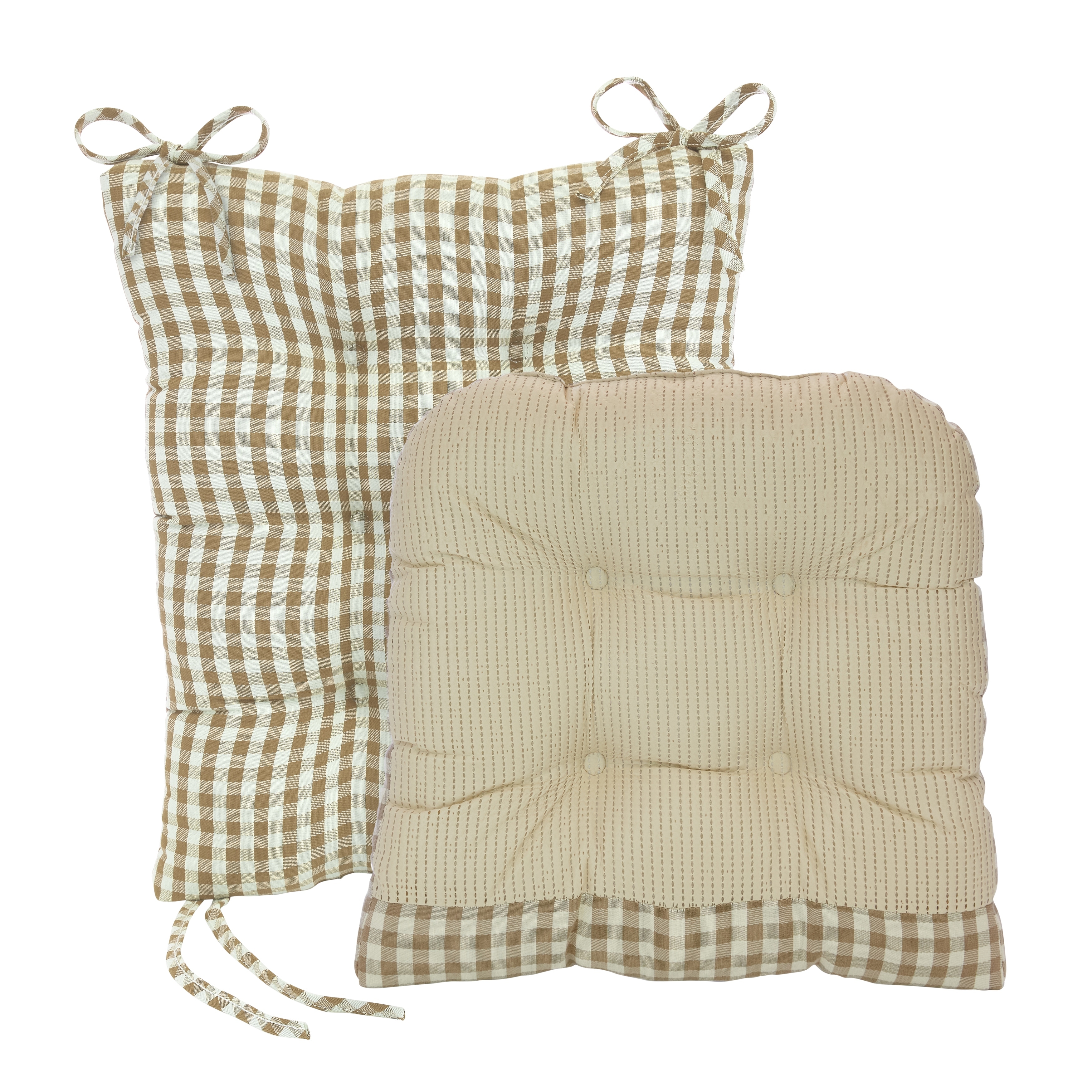 Gripper Gingham Rocking Chair Seat Cushion Set with Gripper