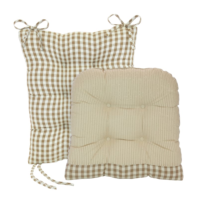 Gripper Gingham Rocking Chair Seat Cushion Set with Gripper Backing