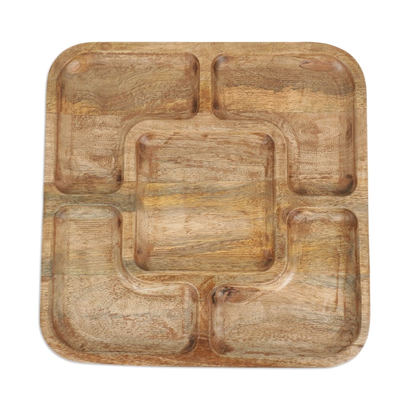 Novica Handmade Natural Style Wood Appetizer Platter
