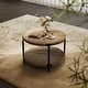 preview thumbnail 3 of 15, 2-Tier Coffee Table for Living Room, Wood Finish Cocktail Table Tea Table with Storage Shelf, Modern Round Side Table
