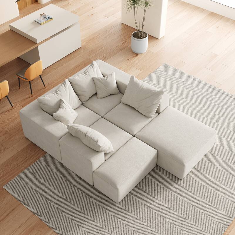 Living Room Modular Couch Chenille Upholstered Sectional Sofa Set