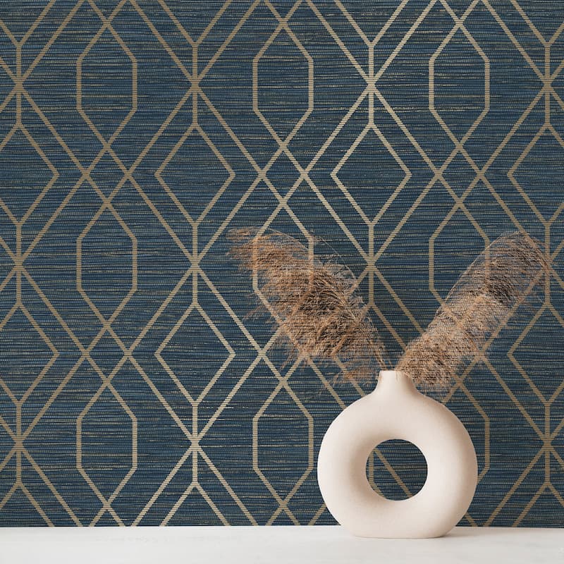 Fine Decor Fusion Navy Trellis Wallpaper
