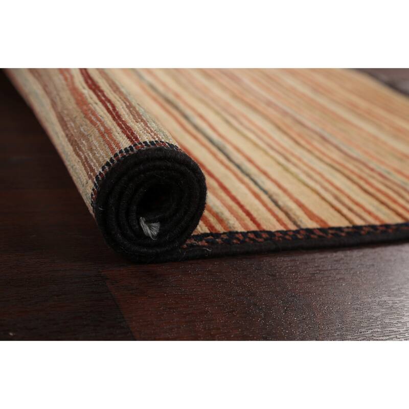 Modern Striped Gabbeh Kashkoli Oriental Area Rug Handmade Wool Carpet - 2'6" x 4'1"
