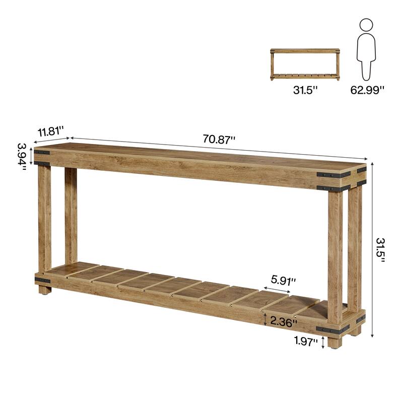 70.9-Inch 2-Tier Extra Long Console Sofa Table for Entryway