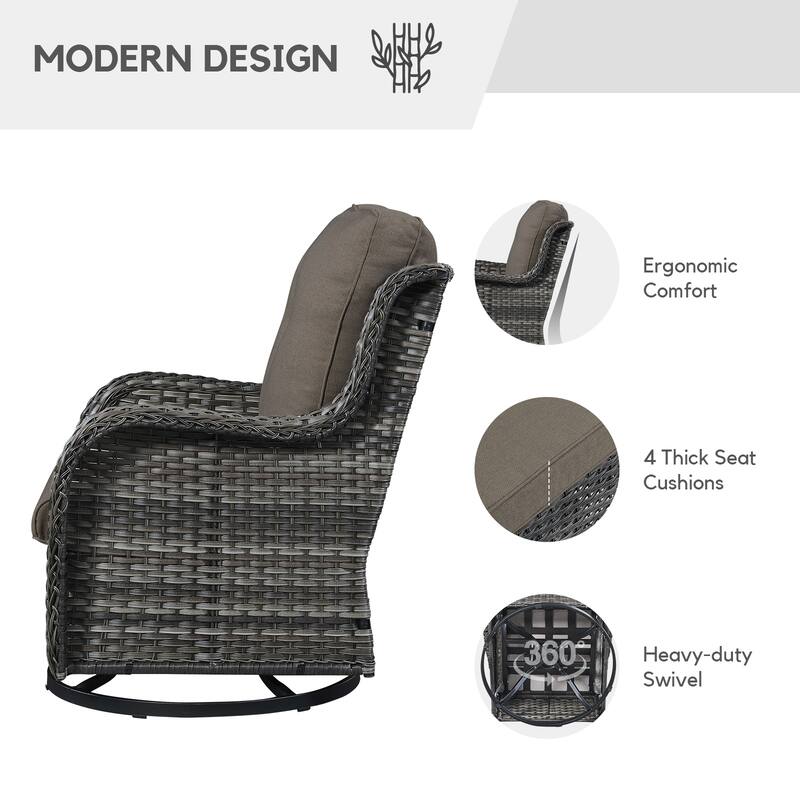 Gymojoy Patio Swivel Rocking Chair Coffee Table Set