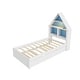 preview thumbnail 7 of 7, Twin Size House-Shaped Bed with Bookcase Headboard and Led Light and Trundle