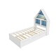 preview thumbnail 7 of 16, Twin Size Platform Bed with Bookcase Headboard,LED and Twin Trundle