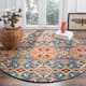 SAFAVIEH Heritage Oriental Hand-tufted Wool Area Rug - 8' Round - Camel/Blue