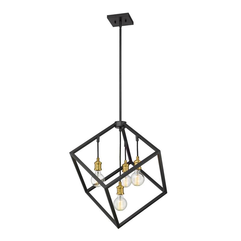 Vertical 4 Light Pendant - Bronze + Olde Brass