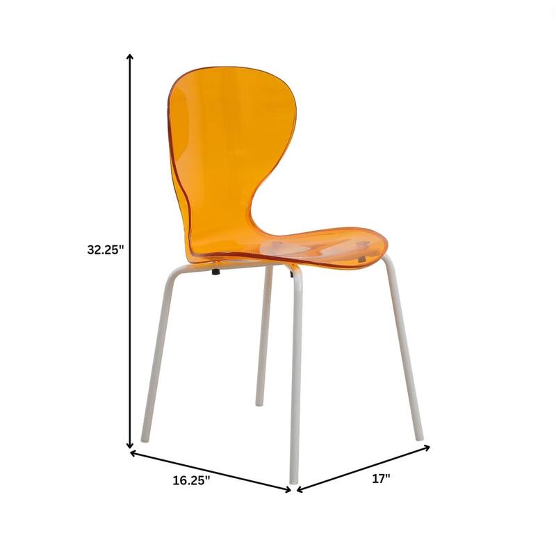Stackable Plastic Dining Chair Set of 2 Transparent Modern Accent Side Chair for Indoor and Outdoor