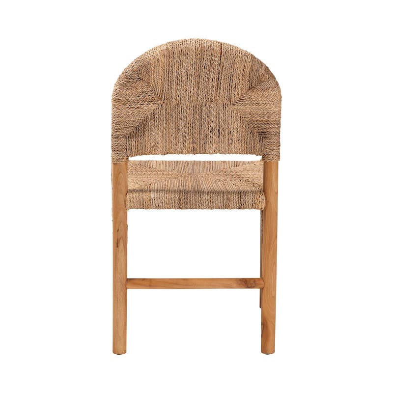 Cavo Handwoven Seagrass Dining Chair - Natural Fiber Wicker Side Chair with Mahogany Wood Frame, for Dining Room