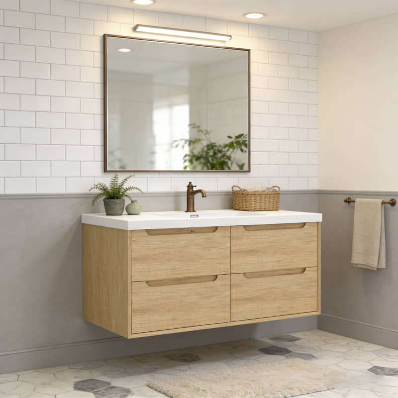 Prismis 36" 48" Wall-Mount Premium Bathroom Vanity with Integrated Sink