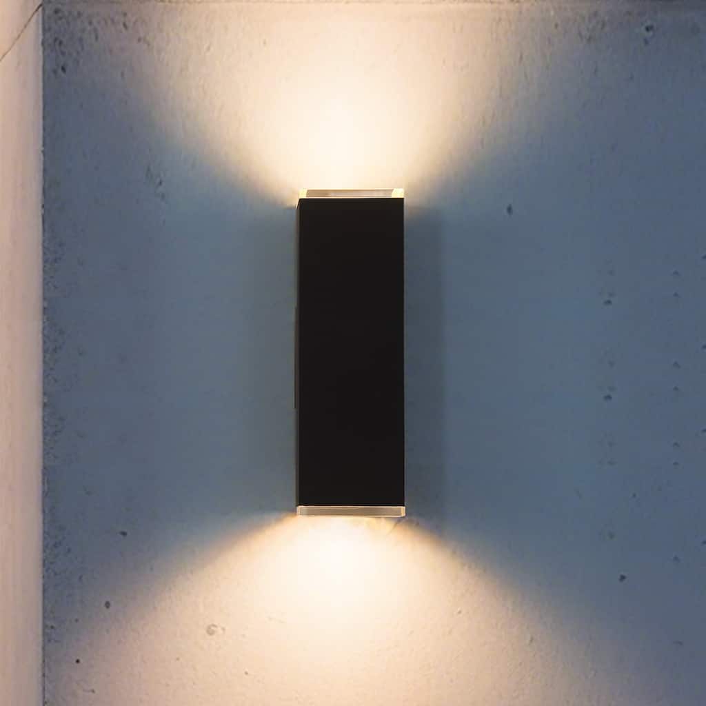 Thesis Jasper 14-inch 2-light Textured Black LED Exterior Wall Sconce