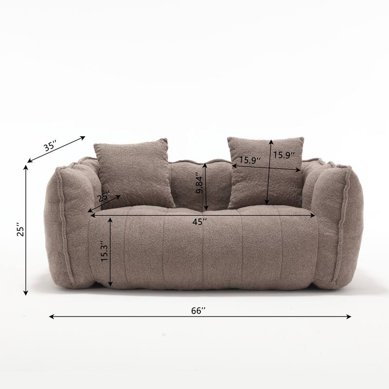 Soft Bean Bag Chair for Adults, Cozy Lazy Bean Bag Sofa, 2 Seat with Armrests for Home