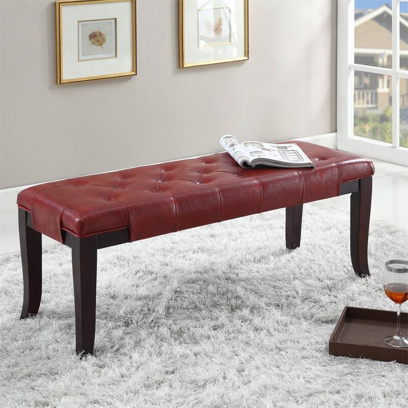 Linon Tufted Bench, Fabric/Faux Leather